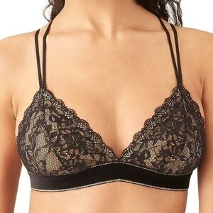 B.Tempt'd Lace Encounter Bralette Night - Black w/ gold accents - Small